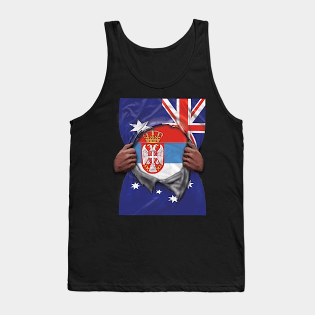 Serbia Flag Australian Flag Ripped - Gift for Serbian From Serbia Tank Top by Country Flags